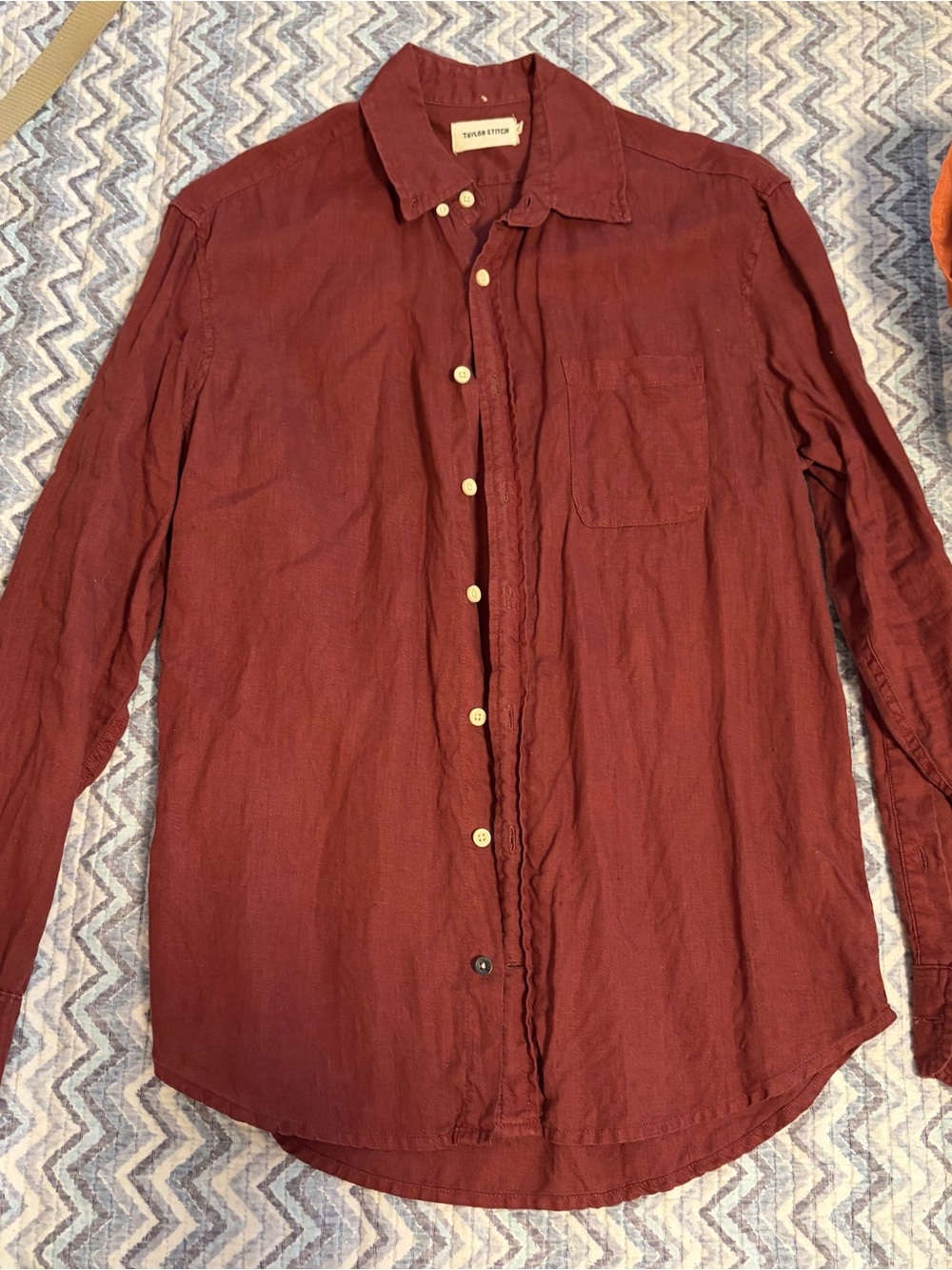 Taylor Stitch Men's Long-Sleeve Maroon Button-Down Shirt